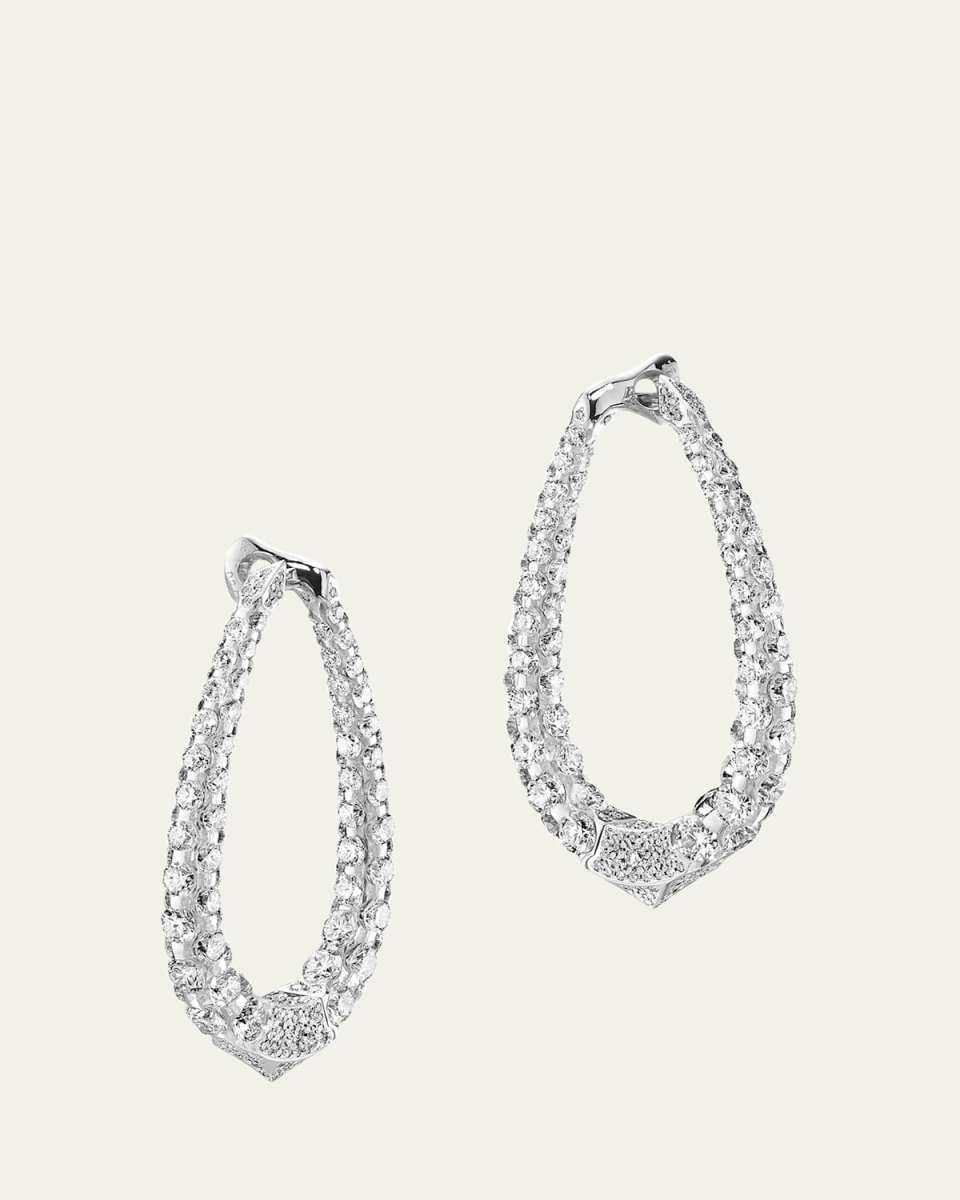 18K White Gold Merveilles Medium Halo Diamond Earrings